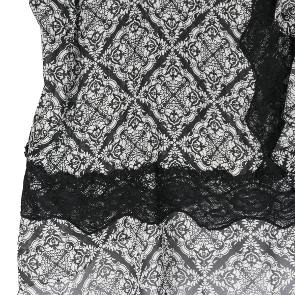 NY City Design Blouse Womens Size 4X Button Sheer Black White Lace and Ruffles - Picture 3 of 7
